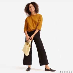 Everlane High Rise Wide Leg Crop Black Denim Jeans Size 6 Short